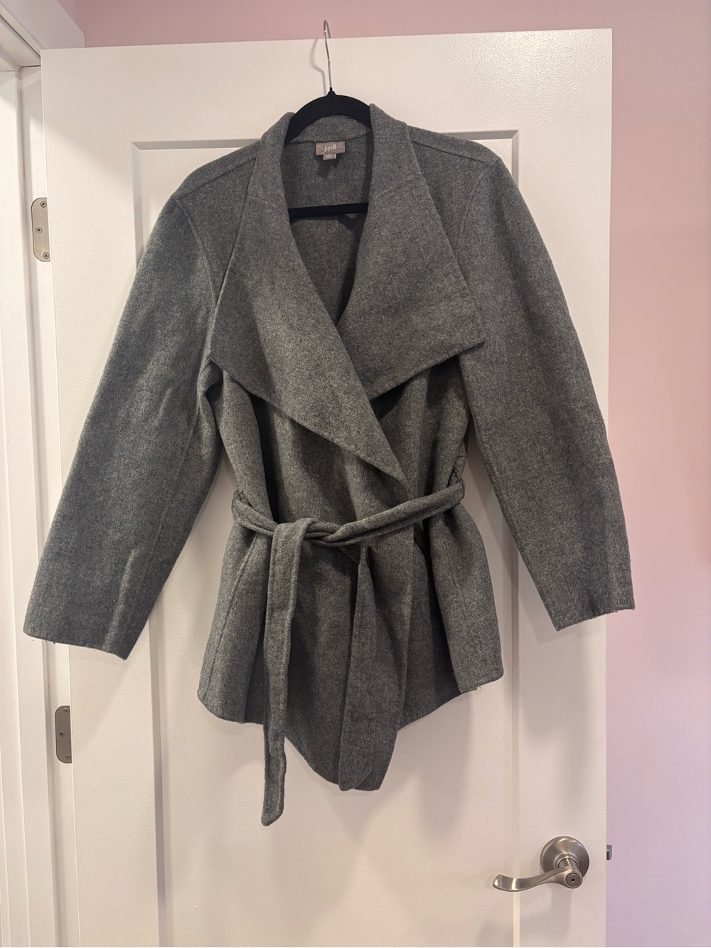 J. Jill Charcoal Gray Belted Wrap Trench Coat